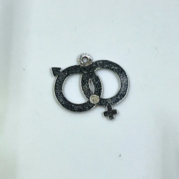 925 Sterling Silver Vintage Male and Female Symbol Charm Pendant - Picture 3 of 4